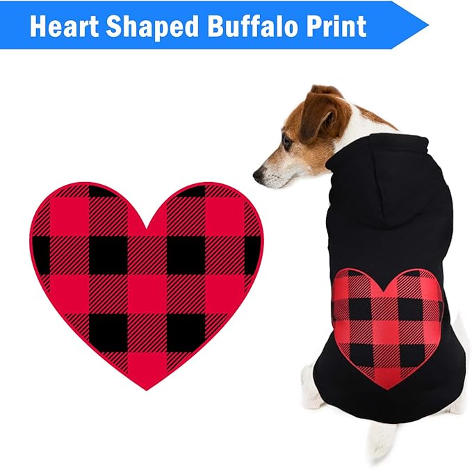 Dog Hoodie Sweater Sweater for Dogs Pet Clothes Black Buffalo Plaid Warm and Soft Breathable Cozy(XXL)
