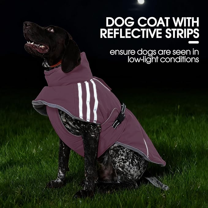 FUAMEY Dog Cold Weather Coats,Dog Winter Jackets for Large Dogs Warm Dogs Coat with Reflective Strips Waterproof Pet Snowsuit Thick Paded Pets Vest for Labrador Golden Retriever Pink XL