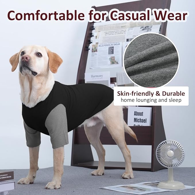 IKUPUKO 2 Pack Dog T-Shirts for Extra Large Dogs Soft Breathable Cotton Shirt Shedding Control Clothes for Great Dane, Summer Hot Weather Walking, Seaside, Park Play, XXXXXL