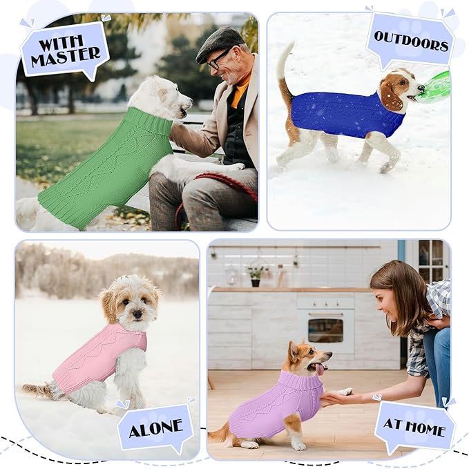 Dog Sweaters for Small Medium Large Dogs Girl, Soft Warm Turtleneck Pup Dogs Shirt, Double Knitting Collar for Outdoor Playing, Warm Dog Clothes (2XL,Royal Blue)