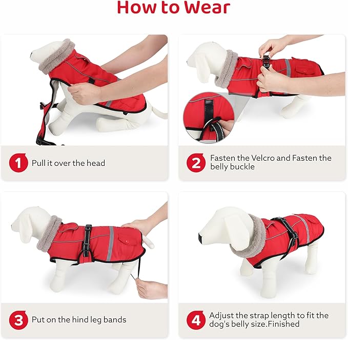 Dog Coat, Dog Winter Coat Jacket Waterproof for XL Large Dogs, Reflective Pet Vest Warm Fleece Cozy for Cold Weather, Dogs Snowsuit Windproof, Adjustable Buckle
