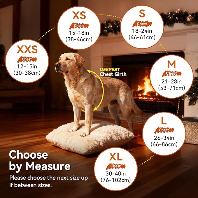 VIVAGLORY Softjoy Dog Coat, Dog Jacket for Winter & Christmas, Coat with Harness Hole & Velcro Closure, Reversible Plaid Checkered Warm Fluffy Heavy Duty for Puppy, S, Khaki