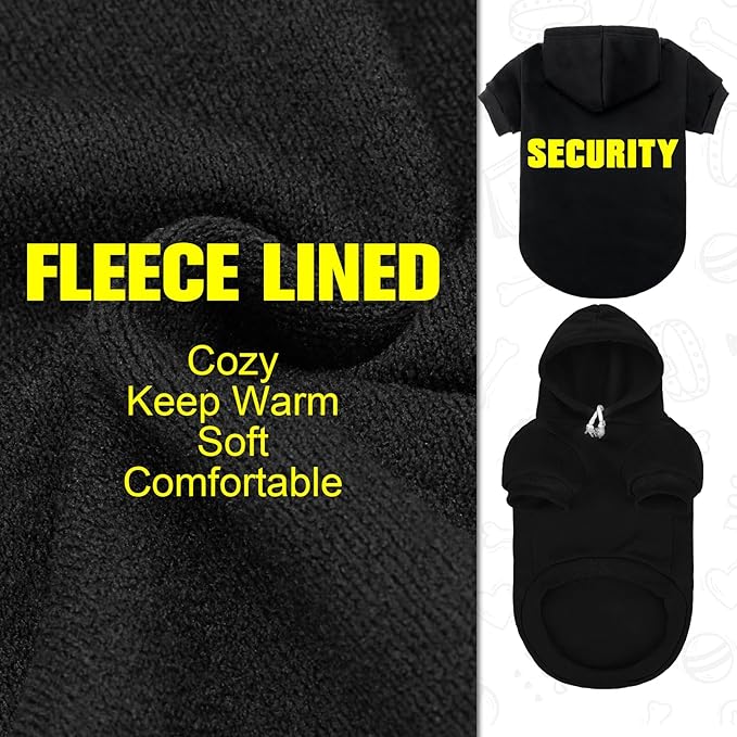EXPAWLORER Security Dog Hoodie Puppy Sweater - Dog Sweatshirt Soft Fleece Lined Pet Clothes, Cold Weather Hooded Jacket Coat Keep Warm for Small Medium Large Dogs, Medium