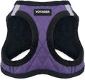 Best Pet Supplies - All Weather Mesh / Plush, Reflective, No Pull Harness for Small, Medium Dogs, Cats - Secure with Hook & Loop Fastener, Buckle, Double D-Rings - Purple Faux Leather, L