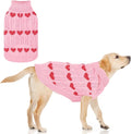 KOOLTAIL Cable Knit Dog Sweater Turtleneck, Cold Weather Pullover Classic Knitwear, Snowflake Pattern Thick Warm Winter Pet Clothes,Dog Christmas Sweater for Small Medium Large Dogs,Pink Heart L