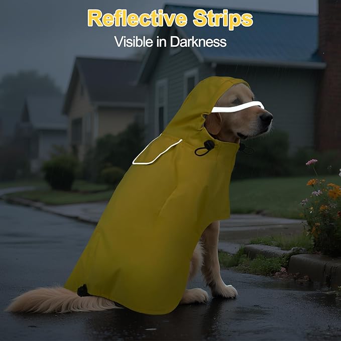 DENTRUN Dog Rain Poncho for Corgi, Schnauzer – Waterproof & Quick-Dry – Hooded Design with Leash Hole for Outdoor Adventures, Camping, City Strolls, L