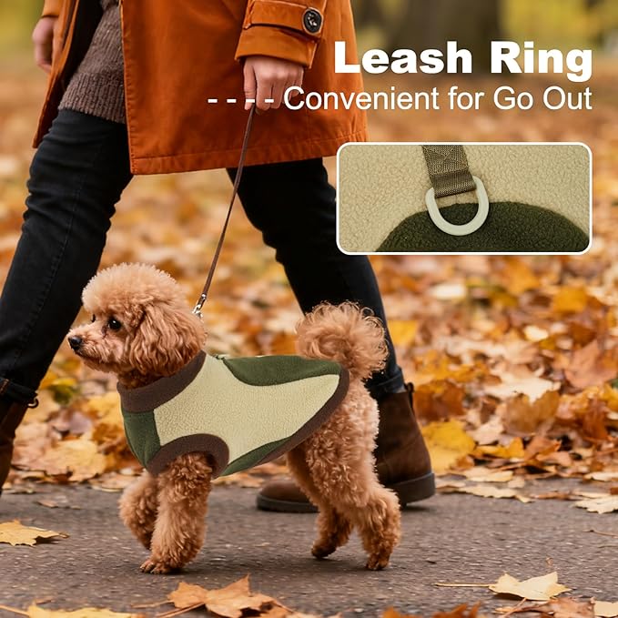 XL Dog Fleece Sweater Vest for Winter Fall Spring,Warm & Soft, Dog Cold Weather Coat for Medium Breeds, Stretchy Pullover Coats for French Bulldog,Machine Washable,Army Green,Size XL
