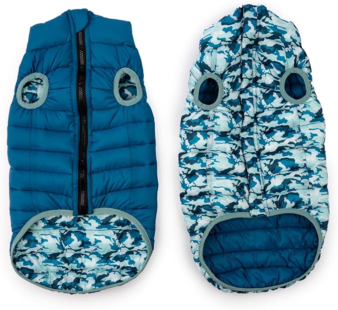 Winchester Pet Premium Reversible Dog Puffer Vest, Blue, Extra Large