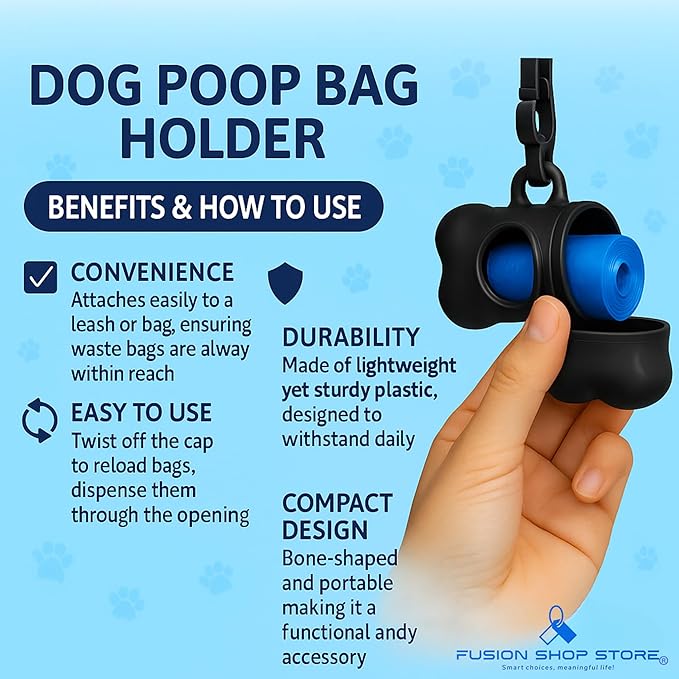 Dog Poop Bag - Pack 6 rolls 90 bags - Leak-Proof - Heavy Duty · Eco-Friendly + Travel Holder Clip Included Dispenser