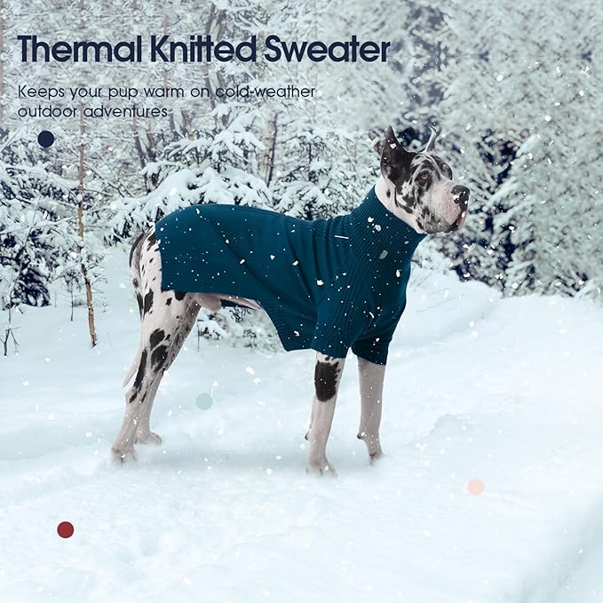 IECOii XL Dog Sweater,Winter Doggy Clothes for Large Dogs Girl Boy,Warm Pullover Soft Dog Sweater Turtleneck,Lightweight & Good Stretch for Active Dogs Like Beagle,Border Collie (Peacock Blue,XLarge)