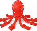 Dog Toys, Dog Plush Toy for Large Breed, Cute Squeaky Dog Toys with Rope Legs, Stuffed Animal Dog Chew Toys for Puppy, Small, Middle, Big Dogs (Red(Octopus))