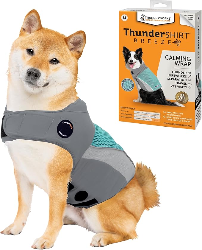 ThunderShirt Breeze for Dogs, Medium, Aqua, Extra Breathable Mesh Fabric, Dog Anxiety Relief Vest for Every Day Stress & Calming During Thunder Storms and Fireworks