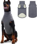 ROZKITCH Dog Sweaters Soft Fleece Pullover Sweatshirt Pajamas, Turtleneck Warm Pet Cold Weather Jacket Stretchy Vest Jumpsuit Apparel Outfit Clothes for Small Medium Large Dogs Walking Sleep Grey 3XL