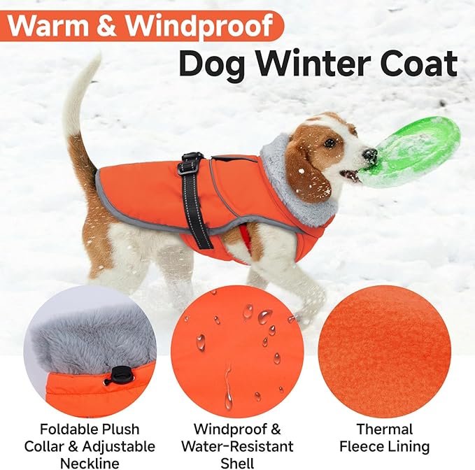 Lelepet Warm Dog Winter Coat Reflective Dog Jacket Fleece Vest Waterproof Windproof Cold Weather Coats with Adjustable Buckle Turtleneck Pet Snowsuit for Small Medium Large Dogs,Boxer,Pitbull,XXL