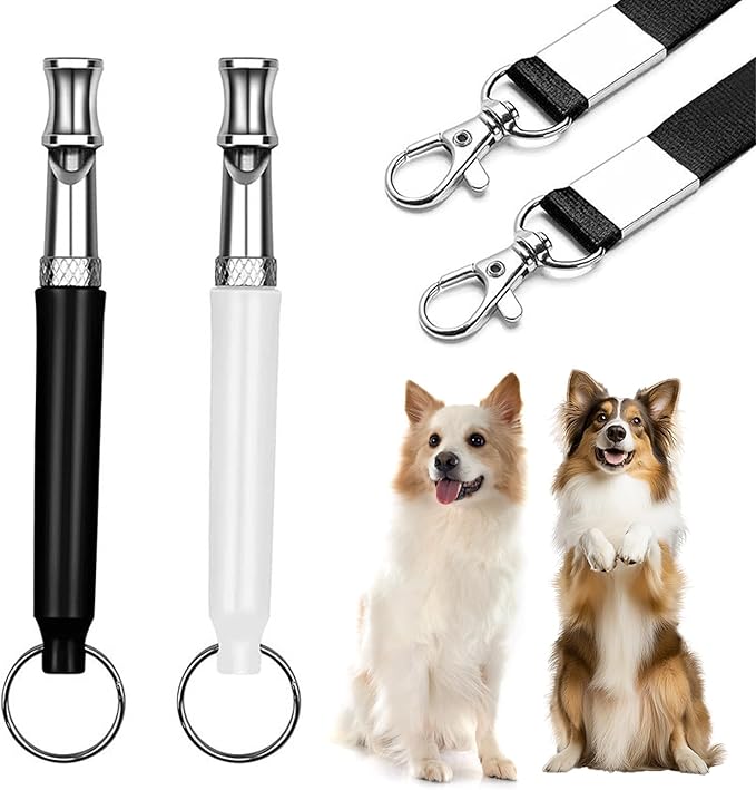 2 Pack Dog Whistle - Adjustable Ultrasonic Silent Dog Training Whistle for Effective Bark Control, Professional Recall and Training, Includes Lanyard