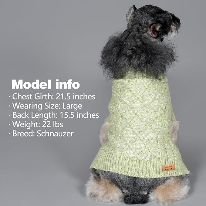 KYEESE Dog Sweater Soft Pet Sweater Warm Dog Coats with Long Sleeve Classic Knitwear Dogs Clothes, Turtleneck Small Dogs Sweater for Cold Weather, Green, X-Small