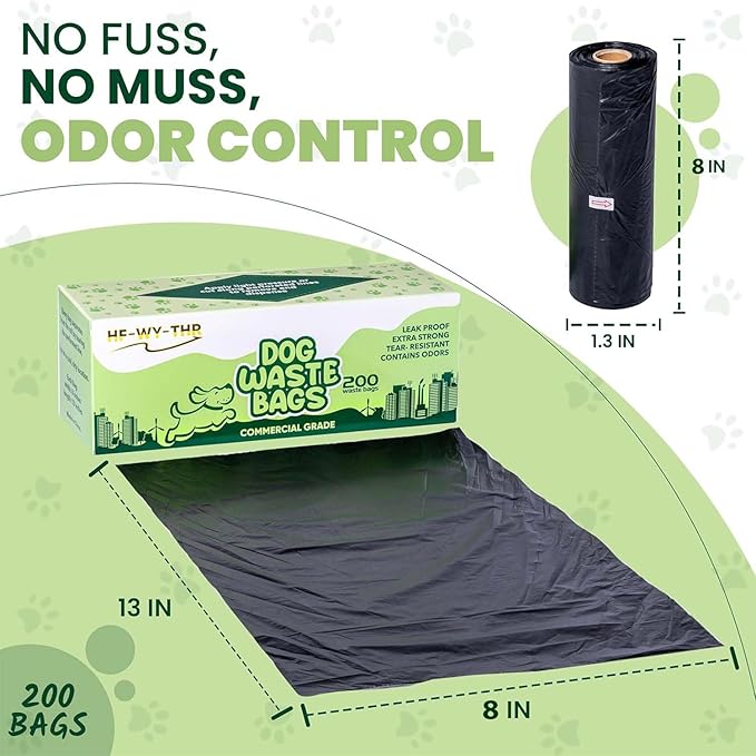 Dog Waste Bags 200 Count - Thick, Plastic, Leakproof, and Tear ResistantReplacement Dog Poop Bags Rolls for Outdoor HOA and state parks