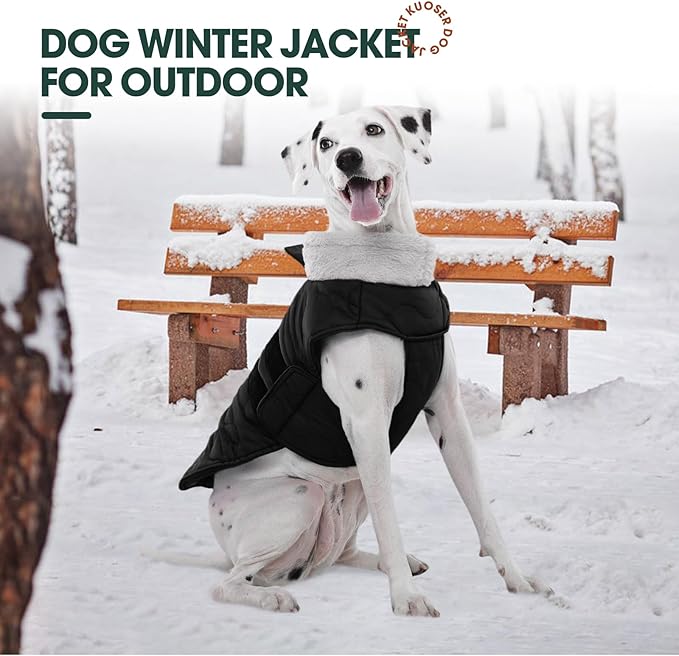 Kuoser XL Heavy Duty Dog Coat | -15°C Windproof Jacket for Husky - Anti-Chafe Fleece Neck