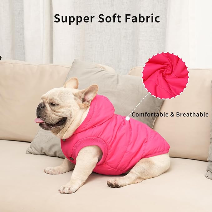 Fleece Lining Extra Warm Dog Hoodie in Winter,Small Dog Jacket Puppy Coats with Hooded Pink S
