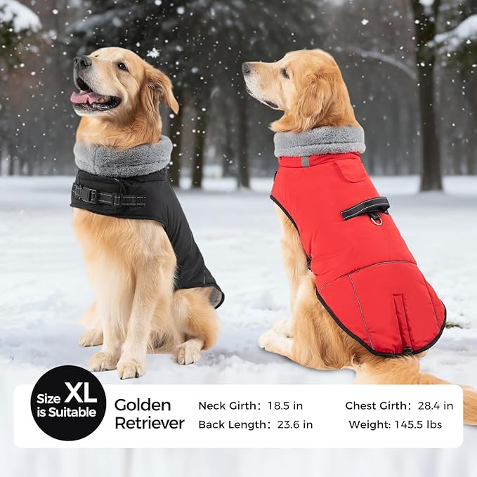 Mihachi Dog Coat for Small Dogs, Warm Dog Winter Coat Waterproof Dogs Jacket with Harness Built in Reflective Pet Fleece Vest, Puppy Cold Weather Coats Turtleneck & Windproof Dogs Snowsuit, Black S