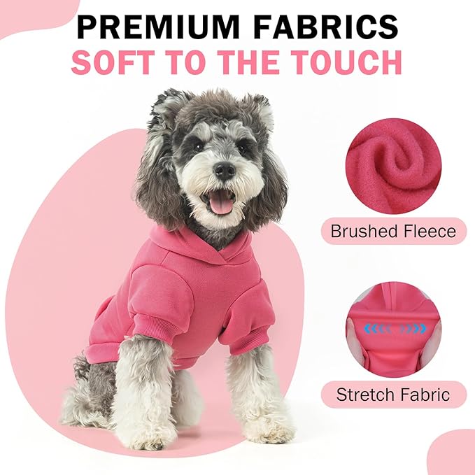 SCENEREAL Dog Hoodie Sweaters for Small Medium Large Size Dogs, Fleece Dog Sweatshirt with Hat and Pocket,Soft Cold Winter All Weather Dog Clothes for S to XL Sized Dogs, Pink M