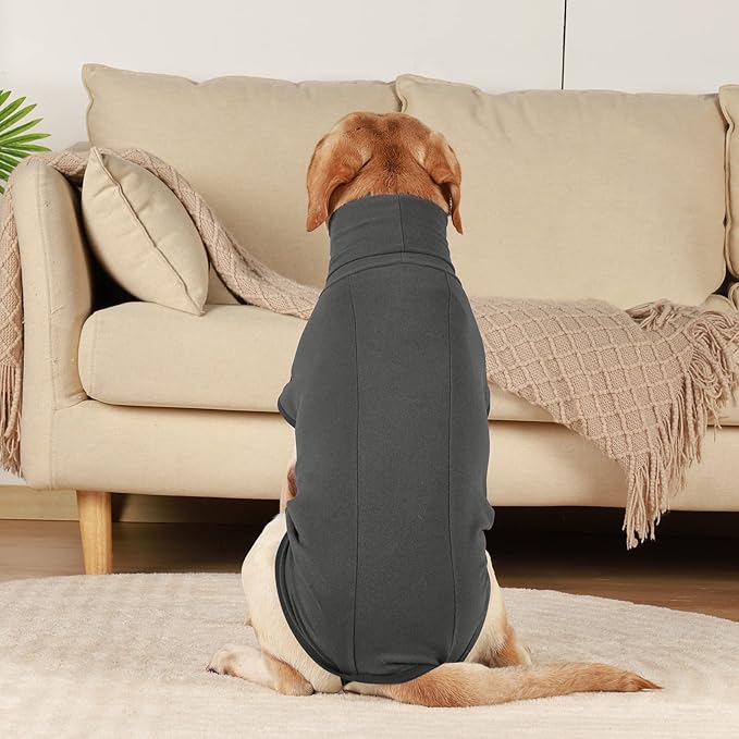 ROZKITCH Soft Dog Sweater Pullover Pajamas, Pet Windproof Warm Cold Weather Jacket Vest Cozy Jumpsuit Apparel Outfit Clothes for Walking Hiking Travel Sleep Black M