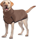 ROZKITCH Dog Fleece Sweater, Pet Windproof Warm Cold Weather Jacket Vest Cozy Jumpsuit Apparel Outfit Clothes for Walking Hiking Travel Sleep Brown L