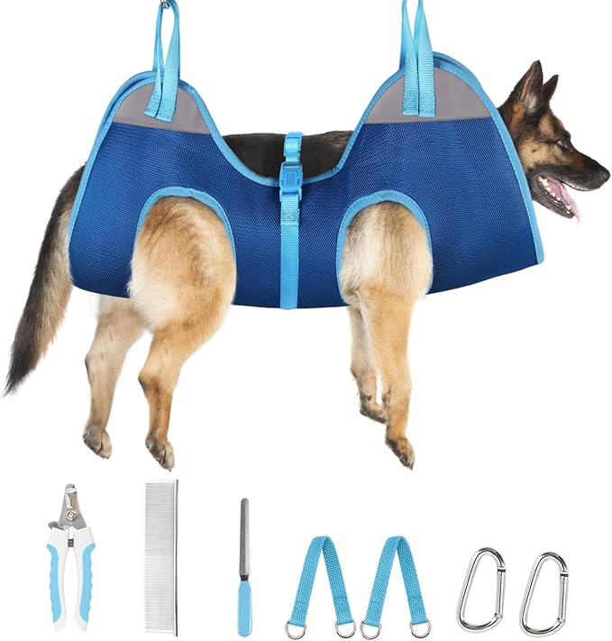 Supet Dog Grooming Hammock, Dog Hanging Harness for Nail Trimming Doorframe, Pet Holder Restraint for Clipping Nails, Pet Hoist Sling for Cutting Nails, Ear & Eye Cleaning, Medicine at Home (2XL)
