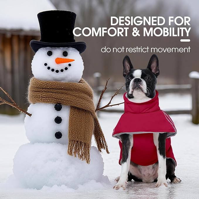 FUAMEY Dog Cold Weather Coats,Dog Winter Jackets for Large Dogs Warm Dogs Coat with Reflective Strips Waterproof Pet Snowsuit Thick Paded Pets Vest for Beagle Corgi Wine Red L