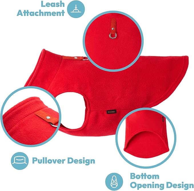 Gooby Fleece Vest Dog Sweater - Fuchsia, Medium - Warm Pullover Fleece Dog Jacket with O-Ring Leash for Small to Medium Dogs