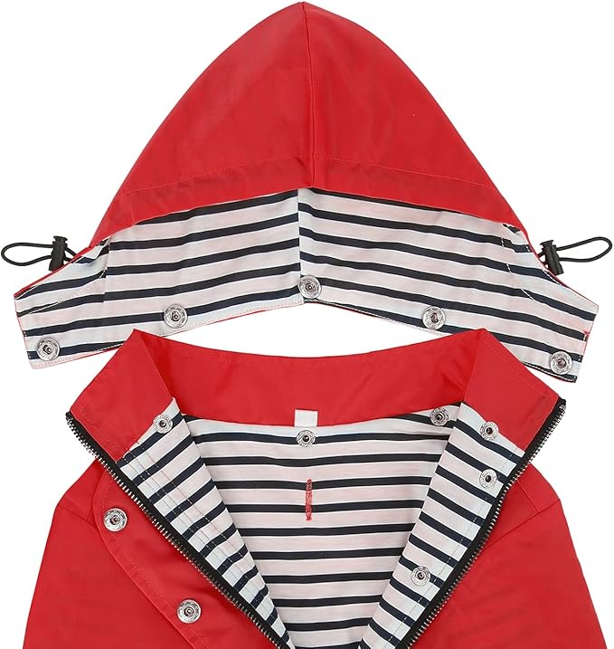 HDE Dog Raincoat Poncho Double Layer Zip Rain Jacket with Removable Hood, Leash Hole for Small to 3XL Dogs and Puppies Red - XL