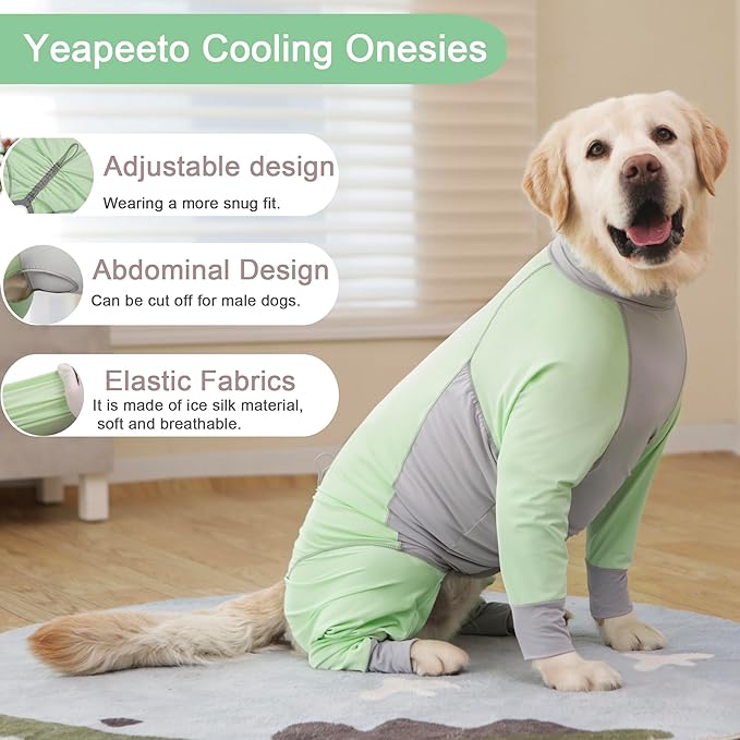 Yeapeeto Dog Sun Protection Cooling Suit UPF 50+, Quick-Dry Breathable Jumpsuit for Large & Medium Dogs, Outdoor Dirt-Resistant Shedding Control Pet Apparel (Chartreuse, 7X-Large)