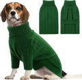 Queenmore Dog Sweater Large Size Dog, Large Dogs Sweater Xmas,Turtleneck Pullover Doggy Sweaters for Dogs Girls Boys,Sweater Pet L,Thanksgiving Knitted Pet Sweater for French Bulldog(Green,L)