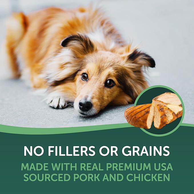 HEALTHFULS Deli Sticks Pork and Chicken Human-Grade Gluten-Free Soft and Chewy Dog Treats, 10 Count Bag