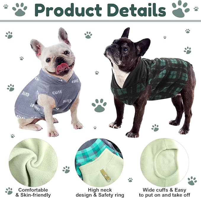 Weewooday 4 Pieces Winter Fabric Dog Sweater with Leash Ring Fleece Vest Dog Pullover Jacket Warm Pet Dogs Clothes for Puppy Small Dogs Cat Chihuahua Boy (Mix Pattern, L)