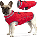 Dog Coat, Warm Dog Winter Coat for Small Dogs, Waterproof Jacket with Harness Built in, Reflective Turtleneck Cold Weather Coats with Zipper,Pet Fleece Vest Snow Jacket, Red S