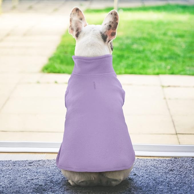FUAMEY Dog Fleece Vest for Large Dogs,Warm Stretchy Dog Sweatshirts Pullover with Leash Hole Dogs Sweater Soft Pet Turtleneck Cozy Pet Vest Lightweight Sleeveless Purple XL
