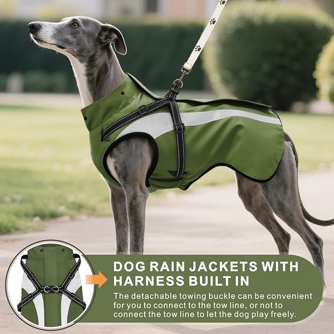 Mosucoirl Dog Raincoat Waterproof Raincoats for Dog Reflective Dogs Rain Jackets with Hood Hoodie Pet Rain Poncho Coat for Small Medium Large Dogs Puppies S-XXL (Green, XXL)