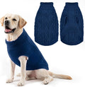 PUPTECK Dog Sweater, Turtleneck Warm Knitted Pullover Coat, Thick Cable Knitwear Clothes in Winter, Pet Apparel Outfits for Large Dogs, for Cold Weather Indoor & Outdoor, Deep Blue XL