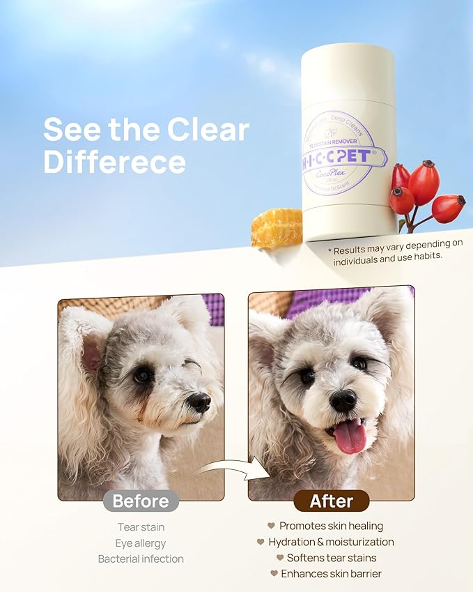 HICC PET Eye Balm for Dogs & Cats, Vet-Recommended Dog Eye Infection Treatment Gently Remove Tear Stain, Debris, Discharge, Crust - Hypoallergenic Pet Eye Cream Cleaner for Wrinkle, Face - 0.53 oz