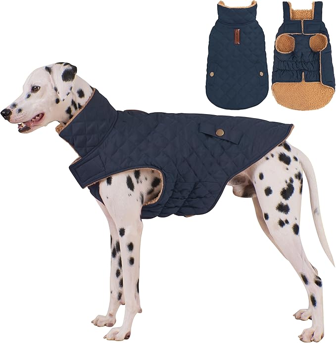 Dog Coat, Warm Windproof Dog Coats for Large Dogs Boy, Waterproof Pet Winter Jacket, Cold Weather Clothes Dogs Snowsuit with Leash Hole, Navy XXX-Large