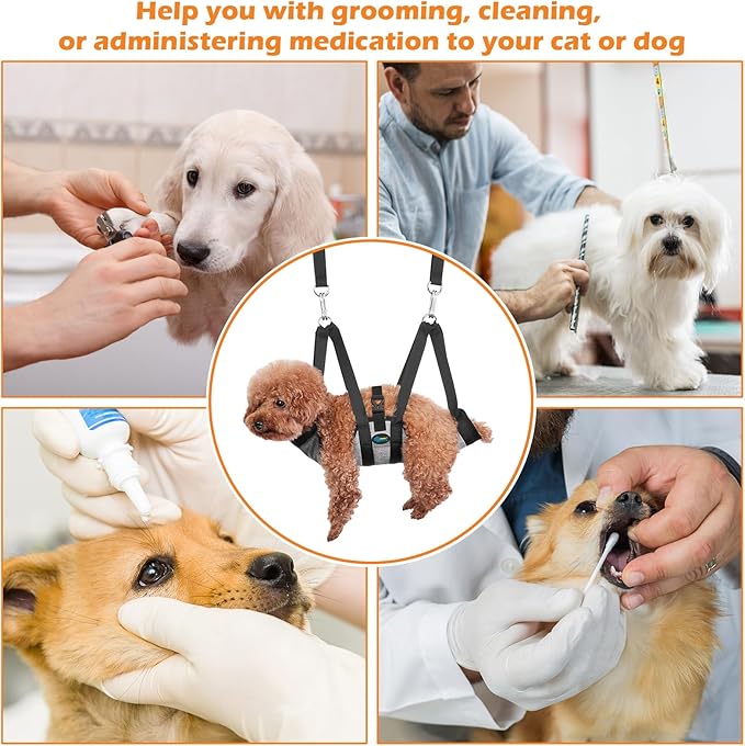 Ownpets Pet Grooming Hammock, Breathable Dog Grooming Hammock with Carabiners, Pet Grooming Harness Sling for Grooming, Hair Nail Trimming Cutting & More (XS)