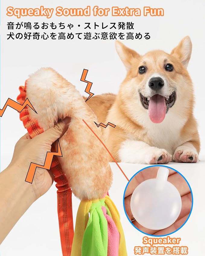 SCHITEC Dog Tug Toy, Bungee Tug of War Rope Toys with Squeaky Sound for Exercise & Interactive Play Games, Puppy Training Pull Toy for Small Medium Large Dogs
