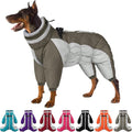 SUNFURA Full Body Dog Coat - Warm Fleece Jacket for Large Dogs, Turtleneck Winter Coats with Harness, Reflective Windproof Dog Snowsuit with Legs for Labrador,Golden Retriever, Army Green 2XL