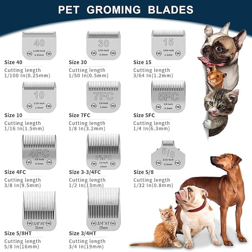 5FC Pet Dog Grooming Detachable Ceramic Blades,Compatible with Andis,Oster A5,Wahl KM10 Clippers,Cut Length 1/4"(6.3mm),2 PCS