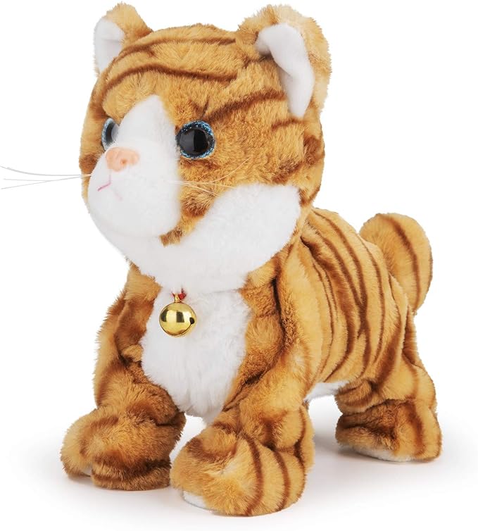 Smalody Interactive Electronic Plush Toy - Upgrade with LED Light Eyes Animated Sound Control Electronic Pet, Robot Cat Kitten Toys Gifts for Boys & Girls Kids Birthday Christmas (Yellow)