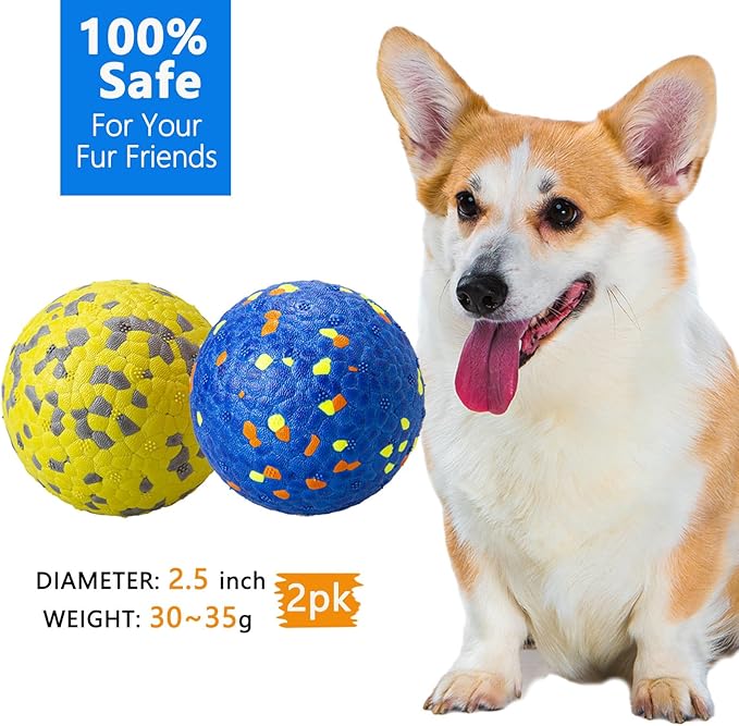 2Pcs Super Bouncy Dog Balls, Fun Indestructible Tennis Balls for Aggressive Chewers, Durable Floating Fetch Toys for Small Dogs with Lifetime Replacement