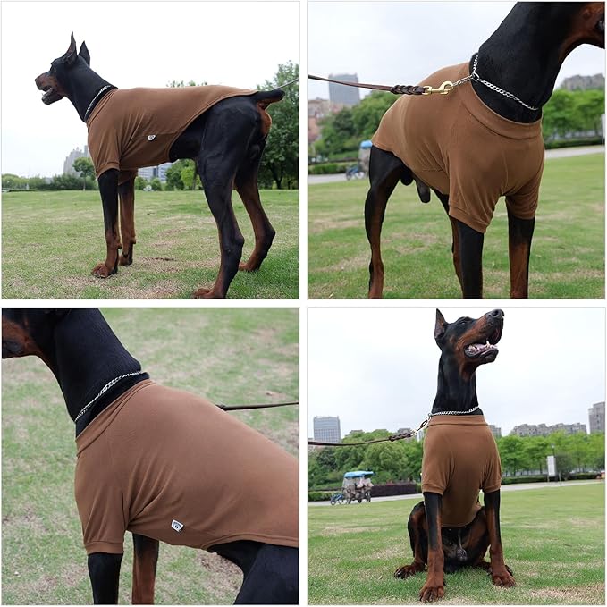 Lovelonglong Ribbed Dog T-Shirt Cotton Knitted Dog Sweaters for All Season Pet T-Shirts for Large Medium Small Dogs Coffee M