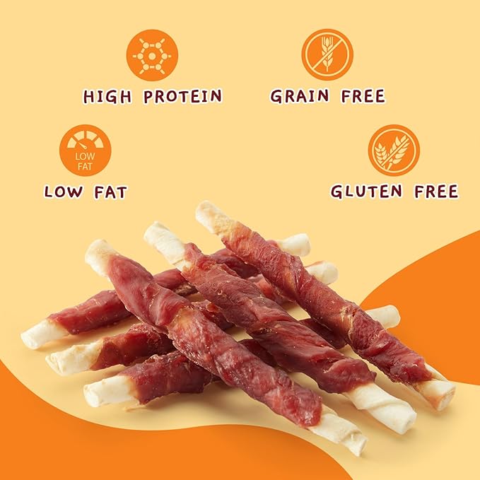 Jungle Calling Dog Treats, Duck Breast Wrapped Rawhide Sticks for Dogs, Grain-Free Natural Chewy Treats Picky Dogs, Puppy Chews Snacks,10.6 oz (Pack of 2)