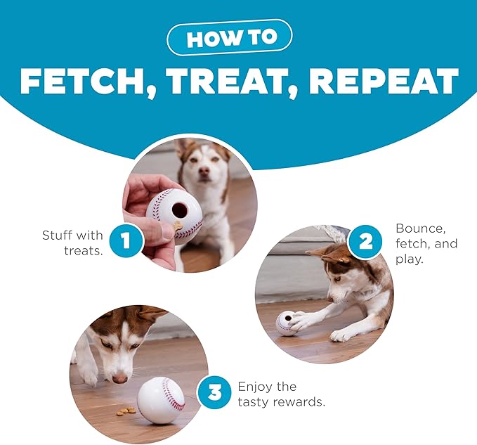 Outward Hound by Planet Dog Baseball, Durable Treat-Dispensing Dog Ball, Interactive Fetch Toy, Orbee-Tuff, Mint Scented, BPA-Free, for Indoor & Outdoor Play, White
